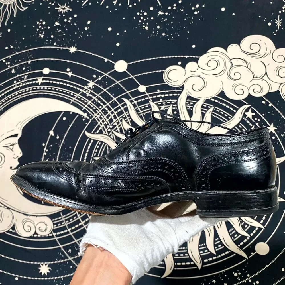 Allen Edmonds McAllister Wingtip Oxford Dress Shoes Mens 10 Black Leather Formal